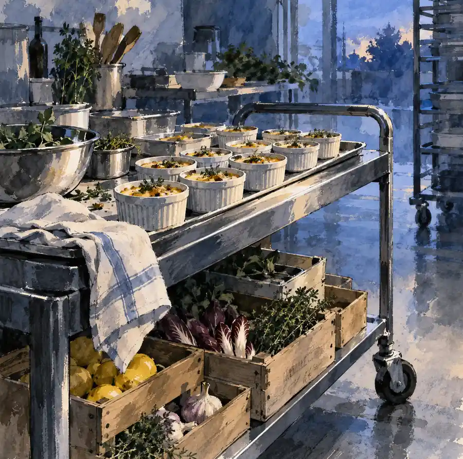 Illustration of catering businesses equipment and workspace